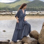 Plus Size Raw Cotton Wedding Dress: Ruffled Sleeves, Flowy A-Line - Beata - Image 4