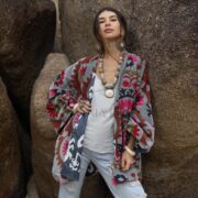 Handmade Cotton Velvet Kimono: Boho Chic Jacket, Plus Size - Mei - Image 4