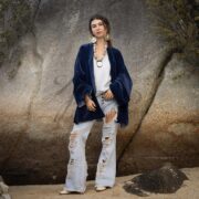 Handmade Cotton Velvet Kimono: Boho Chic Jacket, Plus Size - Mei
