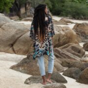 Bohemian Tie-Dye Plus Size Tee: Handcrafted V-Neck Cotton Top - Ninive - Image 3