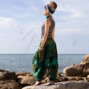 Green Patchwork Harem Pants: Boho Festival Cotton Trousers - Spiritu - Image 2