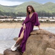 Amethyst Lace Kaftan: Boho Destination Wedding Gown - Beata - Image 4