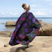 Plus Size Boho Kimono Duster: Royal Blue Patchwork Cotton Festival Coat - Veda - Image 3