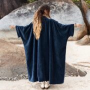 Plus Size Velvet Kimono Duster – Harper Jade in Midnight Indigo, Luxe Boho Wrap - Image 3