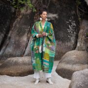 Plus-Size Ember Silk Kimono: Vibrant Patchwork Quilted Boho Robe