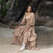 Plus Size Boho Wedding Dress: Mocha Cotton Ruffle Elopement Gown - Isabella - Image 5