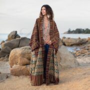 Plus Size Handwoven Cotton Kimono Robe: Autumn Grove Loungewear - Imperial