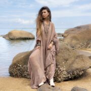 Sandy Rose Mesh Kaftan Dress - Boho Beach Cover Up | Sheer Cardi | Versatile Flowing Style | Bold & Flirtatious | Plus Inclusive -Ondine ZP - Image 4
