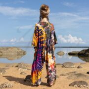Plus Size Boho Tie Dye Jumpsuit: Hand-Dyed Solar Swirl Romper - Sadie - Image 3