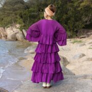 Handmade Violet Boho Kimono: Raw Cotton Tiered Bali Coverup - Bali - Image 2