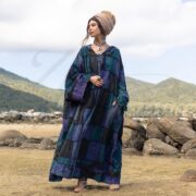 Plus Size Boho Kimono Jacket: Patchwork Cotton Hooded Duster - Veda