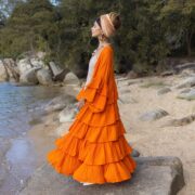 Plus Size Boho Kimono - Bali Ruffled, Raw Cotton, Wedding, Festival, Statement Piece| ZinniaPearl   - Image 2