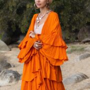 Plus Size Boho Kimono - Bali Ruffled, Raw Cotton, Wedding, Festival, Statement Piece| ZinniaPearl   - Image 6