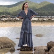 Plus Size Raw Cotton Wedding Dress: Ruffled Sleeves, Flowy A-Line - Beata