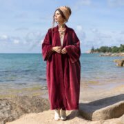 Handcrafted Plus Size Velvet Kimono Robe - Bohemian Mai Coat
