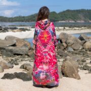 Electric Pink Tie-Dye Duster: Plus Size Boho Festival Hoodie - Euphoria - Image 3