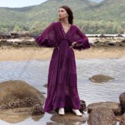 Amethyst Lace Kaftan: Boho Destination Wedding Gown - Beata