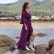 Amethyst Lace Kaftan: Boho Destination Wedding Gown - Beata - Image 2
