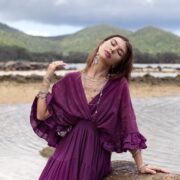 Amethyst Lace Kaftan: Boho Destination Wedding Gown - Beata - Image 6