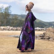 Plus Size Boho Kimono Duster: Veda Patchwork Stonewashed Cotton Hooded Coat - Image 2