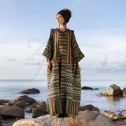 Handwoven Cotton Hooded Kimono Robe: Emerald Isle Boho Duster Coat - Imperial