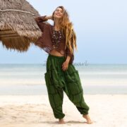 Boho Patchwork Harem Pants: Comfy Cotton Festival Clothing - Spiritu
