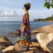 Plus Size Tie-Dye Kaftan: Hand-Dyed Boho Cotton Maxi Dress - Mystic - Image 2