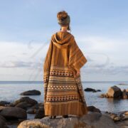 Handwoven Boho Kimono Robe: Desert Sandstone Hooded Cotton Duster - Imperial - Image 3