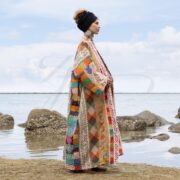 Plus Size Boho Kimono: Embroidered Patchwork Stonewashed Cotton - Cordelia - Image 8