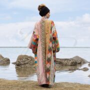 Plus Size Boho Kimono: Embroidered Patchwork Stonewashed Cotton - Cordelia - Image 9