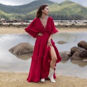 Plus Size Cotton Wedding Dress: Ruffled Sleeves, Flowy A-Line - Beata