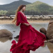 Plus Size Cotton Wedding Dress: Ruffled Sleeves, Flowy A-Line - Beata - Image 4