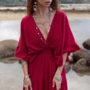 Plus Size Cotton Wedding Dress: Ruffled Sleeves, Flowy A-Line - Beata - Image 6