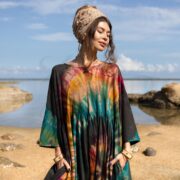 Boho Psychedelic Cotton Jumpsuit, Groovy Spiral Tie Dye Onesie, Plus Inclusive Size, Comfy Festival Beach Vacation Wear - Sadie |Zinniapearl - Image 4