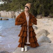 Hand-Dyed Ruffled Kimono Robe: Raw Cotton Boho Duster - Bali