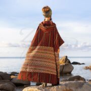 Handwoven Boho Kimono Robe: Rustic Mahogany Hooded Duster Coat - Imperial - Image 3