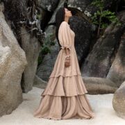 Plus Size Boho Wedding Dress: Mocha Cotton Ruffle Elopement Gown - Isabella - Image 2