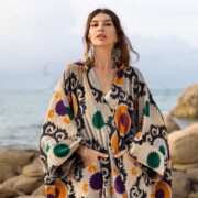 Plus Size Velvet Kimono Duster: Onyx Mandala Boho Robe - Harper Jade - Image 4