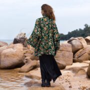 Plus Size Velvet Kimono Jacket: Embroidered Boho Chic, Flora Jade Mei - Image 3