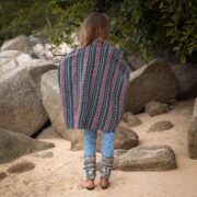 Plus Size Handwoven Kimono Jacket: Boho Stone Grid Cotton Coat - Nomari - Image 3