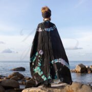 Handmade Tie Dye Patchwork Cotton Kimono Duster: Boho Maxi Coat - Veda - Image 3