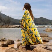Plus Size Velvet Kimono Duster: Canary Garden Boho Jacket - Harper Jade - Image 2