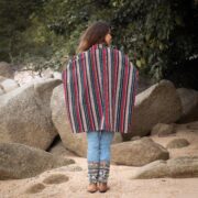 Plus Size Handwoven Kimono Jacket: Boho Rustic Cotton Coat - Nomari - Image 3