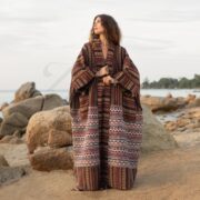Plus Size Handwoven Cotton Kimono Robe: Rust Terra Boho Duster - Imperial