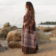 Plus Size Handwoven Cotton Kimono Robe: Rust Terra Boho Duster - Imperial - Image 2