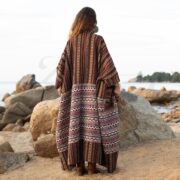 Plus Size Handwoven Cotton Kimono Robe: Rust Terra Boho Duster - Imperial - Image 3