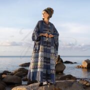 Handwoven Cotton Boho Kimono Robe: Hooded Duster Coat - Imperial