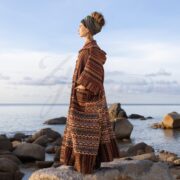 Handwoven Boho Kimono Robe: Golden Rust Hooded Cotton Duster - Mystic - Image 2