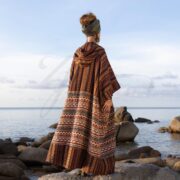 Handwoven Boho Kimono Robe: Golden Rust Hooded Cotton Duster - Mystic - Image 3