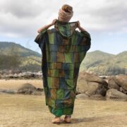 Plus Size Boho Kimono Duster: Emerald Patchwork Hooded Coat - Veda - Image 3